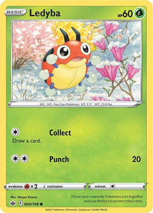 Pokemon TCG - SWSH06: Chilling Reign - Ledyba - 004/198 - Reverse Holofoil