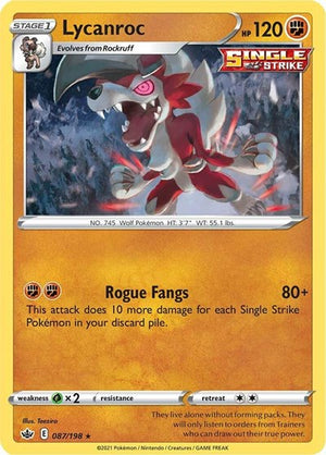 Pokemon TCG - SWSH06: Chilling Reign - Lycanroc - 087/198 - Holofoil
