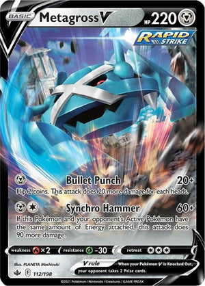 Pokemon TCG - SWSH06: Chilling Reign - Metagross V - 112/198 - Holofoil