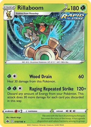 Pokemon TCG - SWSH06: Chilling Reign - Rillaboom - 018/198 - Holofoil