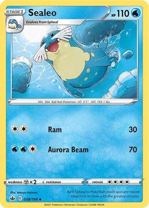 Pokemon TCG - SWSH06: Chilling Reign - Sealeo - 038/198 - Reverse Holofoil