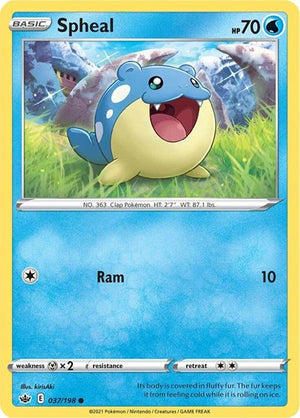 Pokemon TCG - SWSH06: Chilling Reign - Spheal - 037/198 - Reverse Holofoil