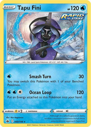 Pokemon TCG - SWSH06: Chilling Reign - Tapu Fini - 040/198 - Reverse Holofoil