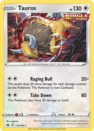 Pokemon TCG - SWSH06: Chilling Reign - Tauros - 115/198 - Reverse Holofoil