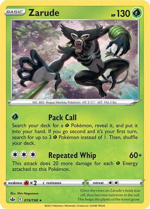 Pokemon TCG - SWSH06: Chilling Reign - Zarude - 019/198 - Reverse Holofoil