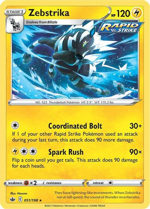 Pokemon TCG - SWSH06: Chilling Reign - Zebstrika - 051/198 - Reverse Holofoil