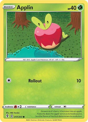 Pokemon TCG - SWSH07: Evolving Skies - Applin - 017/203 - Reverse Holofoil