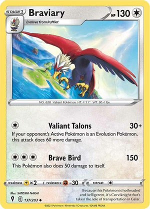 Pokemon TCG - SWSH07: Evolving Skies - Braviary - 137/203 - Reverse Holofoil