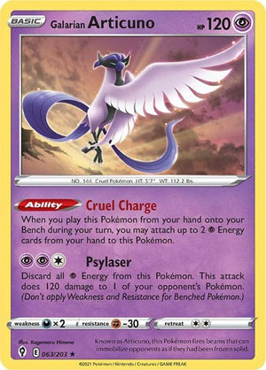 Pokemon TCG - SWSH07: Evolving Skies - Galarian Articuno - 063/203 - Holofoil