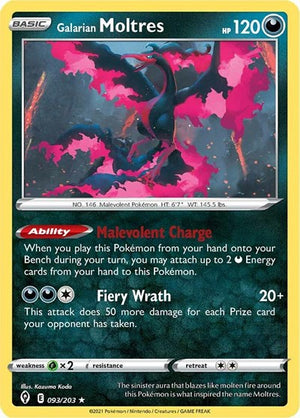 Pokemon TCG - SWSH07: Evolving Skies - Galarian Moltres - 093/203 - Reverse Holofoil