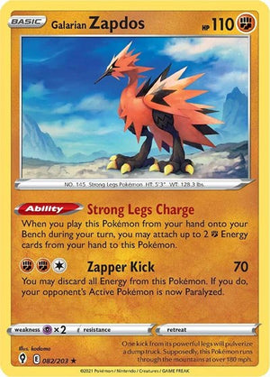 Pokemon TCG - SWSH07: Evolving Skies - Galarian Zapdos - 082/203 - Holofoil