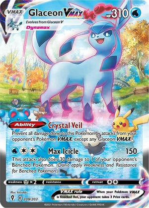 Pokemon TCG - SWSH07: Evolving Skies - Glaceon VMAX - 209/203 - Holofoil