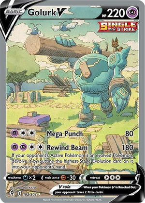 Pokemon TCG - SWSH07: Evolving Skies - Golurk V - 182/203 - Holofoil