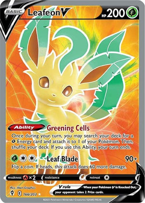 Pokemon TCG - SWSH07: Evolving Skies - Leafeon V - 166/203 - Holofoil