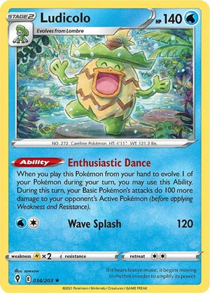 Pokemon TCG - SWSH07: Evolving Skies - Ludicolo - 034/203 - Reverse Holofoil