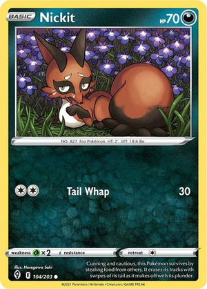 Pokemon TCG - SWSH07: Evolving Skies - Nickit - 104/203 - Reverse Holofoil