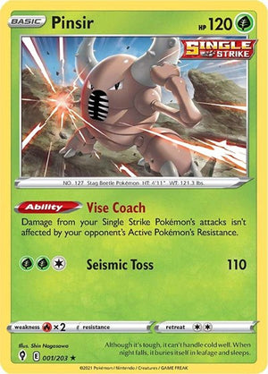 Pokemon TCG - SWSH07: Evolving Skies - Pinsir - 001/203 - Reverse Holofoil
