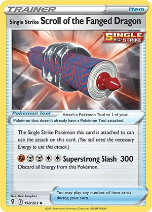 Pokemon TCG - SWSH07: Evolving Skies - Single Strike Scroll of the Fanged Dragon - 158/203