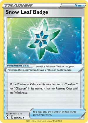 Pokemon TCG - SWSH07: Evolving Skies - Snow Leaf Badge - 159/203 - Reverse Holofoil
