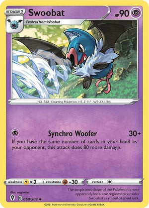 Pokemon TCG - SWSH07: Evolving Skies - Swoobat - 069/203