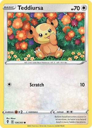 Pokemon TCG - SWSH07: Evolving Skies - Teddiursa - 126/203 - Reverse Holofoil
