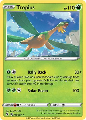Pokemon TCG - SWSH07: Evolving Skies - Tropius - 006/203 - Reverse Holofoil