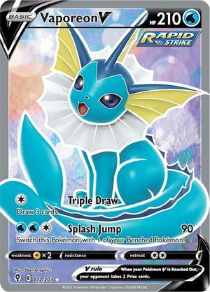 Pokemon TCG - SWSH07: Evolving Skies - Vaporeon V - 172/203 - Holofoil