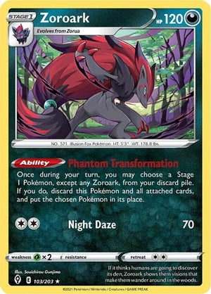 Pokemon TCG - SWSH07: Evolving Skies - Zoroark - 103/203 - Reverse Holofoil