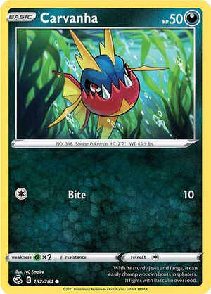 Pokemon TCG - SWSH08: Fusion Strike - Carvanha - 162/264 - Reverse Holofoil