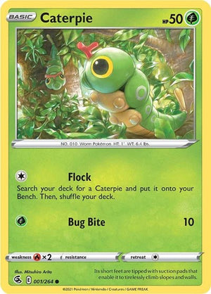 Pokemon TCG - SWSH08: Fusion Strike - Caterpie - 001/264 - Reverse Holofoil
