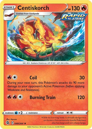 Pokemon TCG - SWSH08: Fusion Strike - Centiskorch - 048/264 - Reverse Holofoil