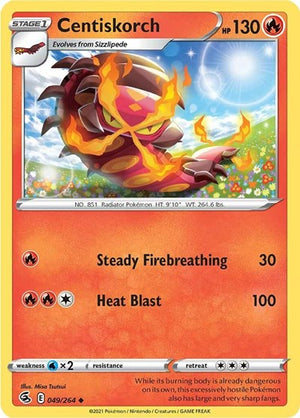 Pokemon TCG - SWSH08: Fusion Strike - Centiskorch - 049/264 - Reverse Holofoil