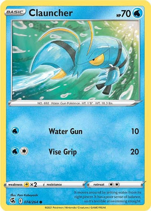 Pokemon TCG - SWSH08: Fusion Strike - Clauncher - 074/264 - Reverse Holofoil