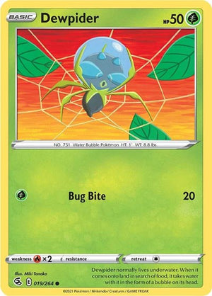 Pokemon TCG - SWSH08: Fusion Strike - Dewpider - 019/264 - Reverse Holofoil