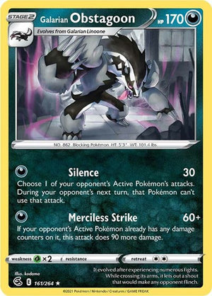 Pokemon TCG - SWSH08: Fusion Strike - Galarian Obstagoon - 161/264 - Holofoil