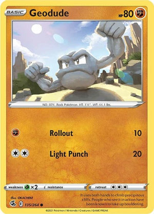 Pokemon TCG - SWSH08: Fusion Strike - Geodude - 135/264 - Reverse Holofoil