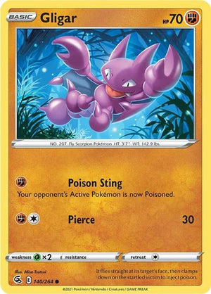 Pokemon TCG - SWSH08: Fusion Strike - Gligar - 140/264 - Reverse Holofoil