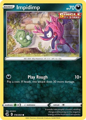 Pokemon TCG - SWSH08: Fusion Strike - Impidimp - 176/264 - Reverse Holofoil