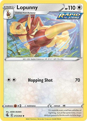 Pokemon TCG - SWSH08: Fusion Strike - Lopunny - 213/264 - Reverse Holofoil