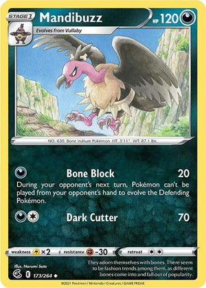 Pokemon TCG - SWSH08: Fusion Strike - Mandibuzz - 173/264 - Reverse Holofoil