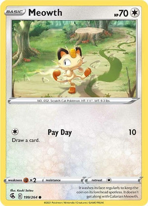 Pokemon TCG - SWSH08: Fusion Strike - Meowth - 199/264
