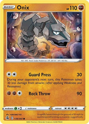 Pokemon TCG - SWSH08: Fusion Strike - Onix - 138/264 - Reverse Holofoil