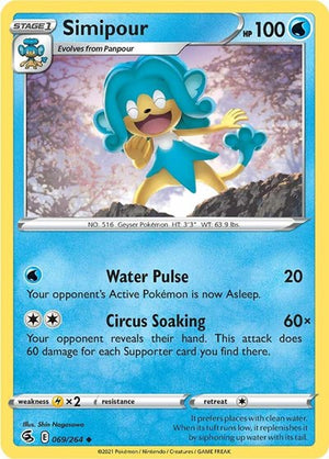 Pokemon TCG - SWSH08: Fusion Strike - Simipour - 069/264 - Reverse Holofoil