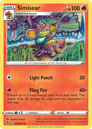 Pokemon TCG - SWSH08: Fusion Strike - Simisear - 038/264
