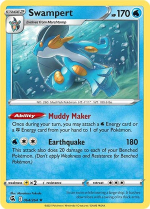 Pokemon TCG - SWSH08: Fusion Strike - Swampert - 064/264 - Reverse Holofoil