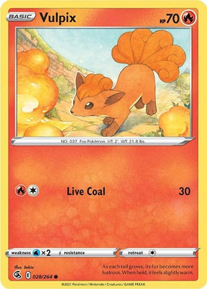 Pokemon TCG - SWSH08: Fusion Strike - Vulpix - 028/264 - Reverse Holofoil
