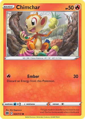 Pokemon TCG - SWSH09: Brilliant Stars - Chimchar - 024/172 - Reverse Holofoil