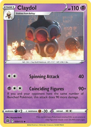 Pokemon TCG - SWSH09: Brilliant Stars - Claydol - 059/172 - Reverse Holofoil