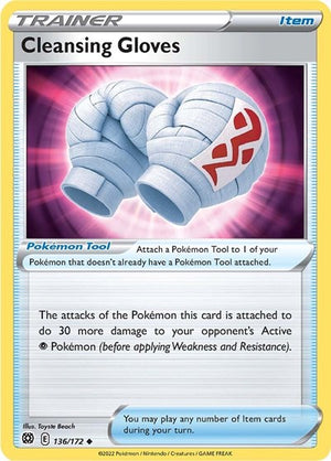 Pokemon TCG - SWSH09: Brilliant Stars - Cleansing Gloves - 136/172 - Reverse Holofoil