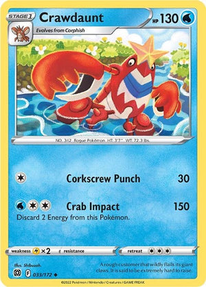 Pokemon TCG - SWSH09: Brilliant Stars - Crawdaunt - 033/172 - Reverse Holofoil